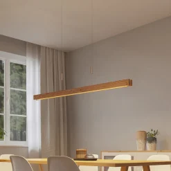Lindby Alimara LED-hængelampe i træ, træ, længde 138 cm