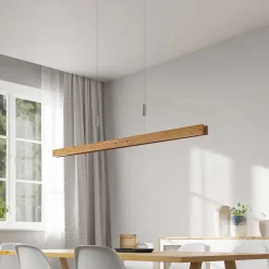 Lindby Alimara LED-hængelampe i træ, træ, længde 138 cm