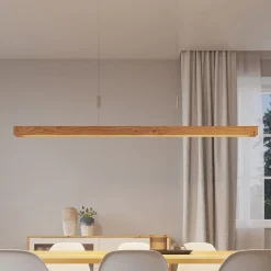 Lindby Alimara LED-hængelampe i træ, træ, længde 138 cm