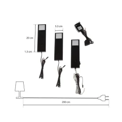 Lindby Amaryll LED-underskabsbelysning, sæt med 3, sort
