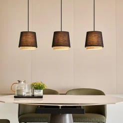 Lindby Ananya hængelampe af jern og træ, 3 lyskilder