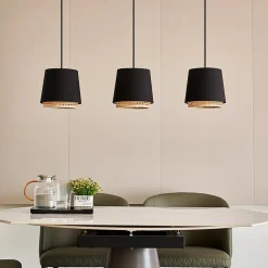 Lindby Ananya hængelampe af jern og træ, 3 lyskilder