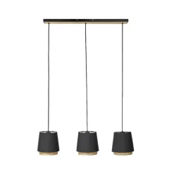 Lindby Ananya hængelampe af jern og træ, 3 lyskilder