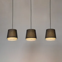 Lindby Ananya hængelampe af jern og træ, 3 lyskilder