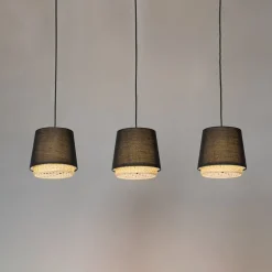 Lindby Ananya hængelampe af jern og træ, 3 lyskilder