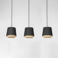 Lindby Ananya hængelampe af jern og træ, 3 lyskilder