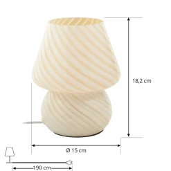 Lindby Andriana bordlampe, gul/hvid, glas, Ø 15 cm