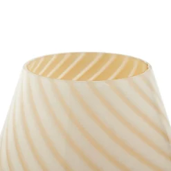 Lindby Andriana bordlampe, gul/hvid, glas, Ø 15 cm