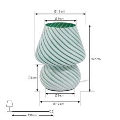 Lindby Andriana bordlampe, grøn/hvid, glas, Ø 15 cm