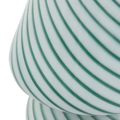 Lindby Andriana bordlampe, grøn/hvid, glas, Ø 15 cm