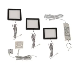 Lindby Antony LED-underskabsbelysning, sæt med 3, sort