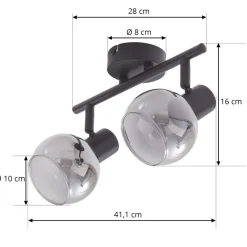 Lindby Arna loftlampe, sort, 2 lyskilder