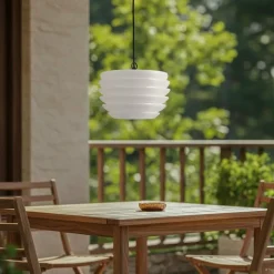 Lindby Arona udendørs hængelampe, Ø 38 cm, hvid