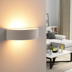 Lindby Aurel LED-væglampe, gips, hvid, halvrund