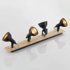 Lindby Aylis loftlampe, 4 lyskilder, 82 cm, sort, træ, E14