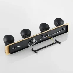 Lindby Aylis loftlampe, 4 lyskilder, 82 cm, sort, træ, E14