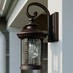 Lindby Barret udendørs væglampe, 39 cm, aluminium, brun