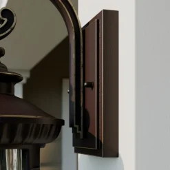 Lindby Barret udendørs væglampe, 39 cm, aluminium, brun