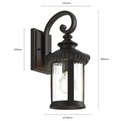 Lindby Barret udendørs væglampe, 39 cm, aluminium, brun