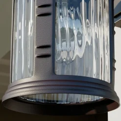 Lindby Barret udendørs væglampe, 39 cm, aluminium, brun