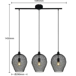Lindby Benja pendellampe, 3 lyskilder, sort