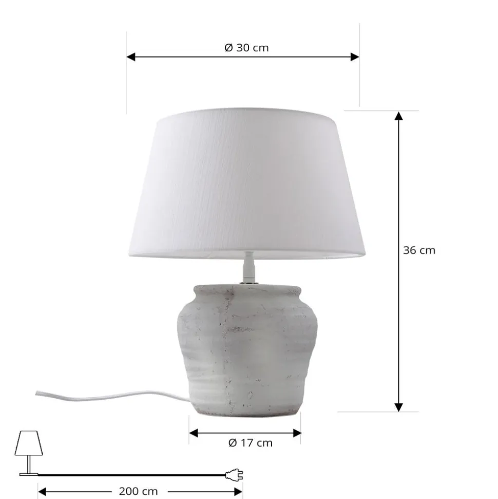 Lindby bordlampe Aelith, Ø 30 cm, hvid, keramik, E27