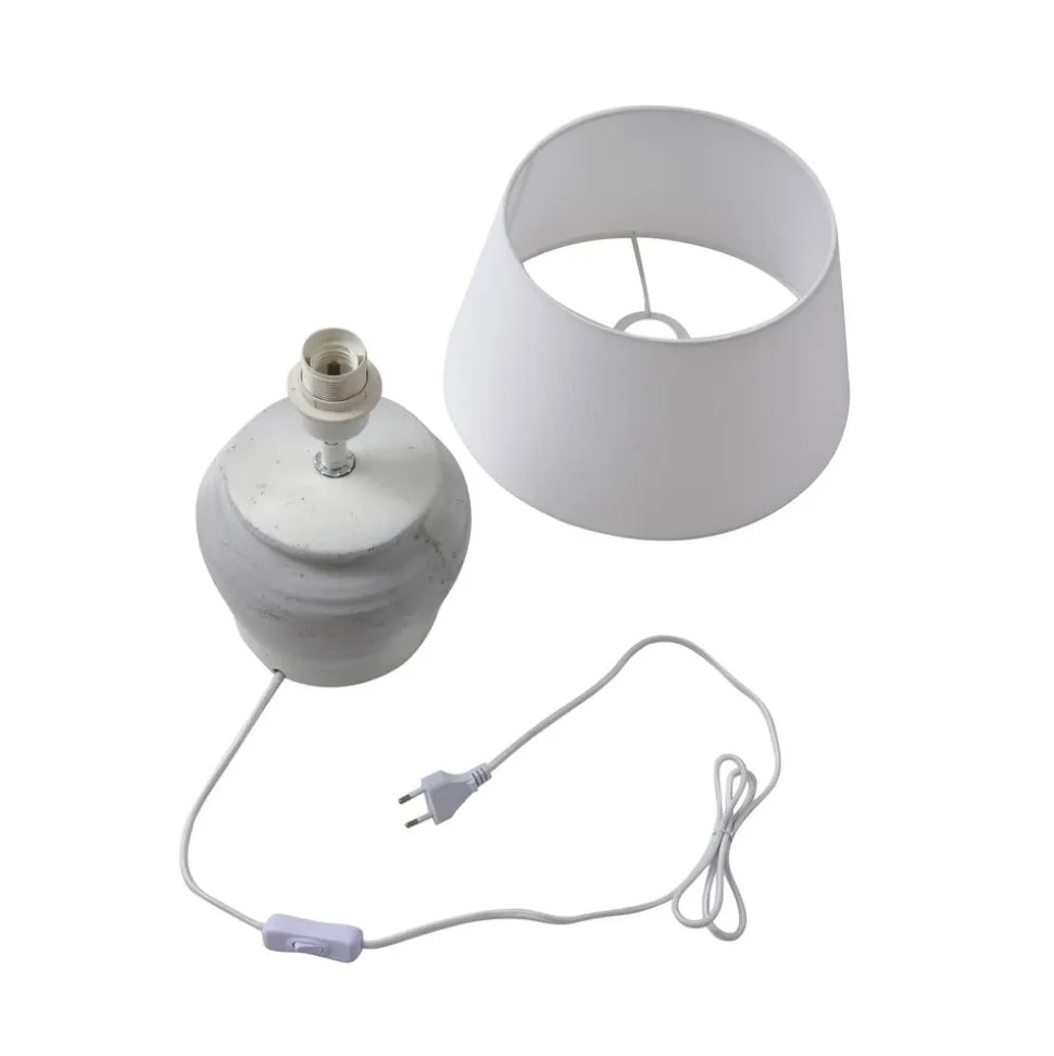 Lindby bordlampe Aelith, Ø 30 cm, hvid, keramik, E27