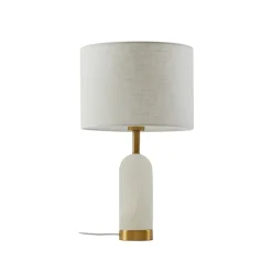 Lindby bordlampe alabast, hvid/guld, Ø 30 cm, marmor, E27