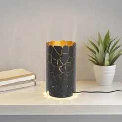 Lindby bordlampe Aralena, sort/guld, højde 26,5 cm