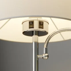 Lindby bordlampe Benjiro, hvid, tekstil, læselampe, 52 cm