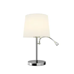 Lindby bordlampe Benjiro, hvid, tekstil, læselampe, 52 cm