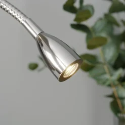 Lindby bordlampe Benjiro, hvid, tekstil, læselampe, 52 cm