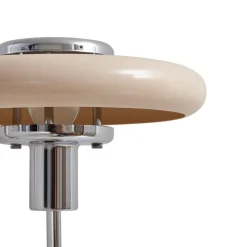 Lindby bordlampe Branford, retro, beige, metal/travertin