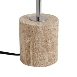 Lindby bordlampe Branford, retro, beige, metal/travertin