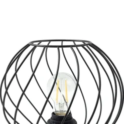 Lindby bordlampe Danika, sort, metal, Ø 25 cm