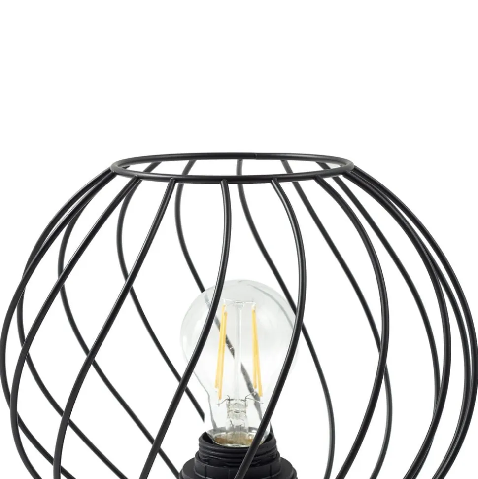 Lindby bordlampe Danika, sort, metal, Ø 25 cm