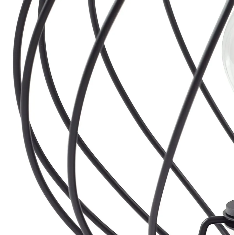 Lindby bordlampe Danika, sort, metal, Ø 25 cm