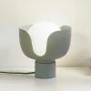 Lindby bordlampe Fiora, grøn, glas, metal, Ø 20 cm