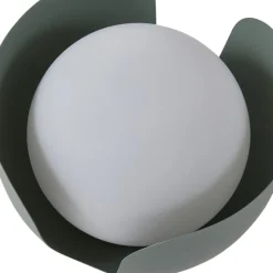 Lindby bordlampe Fiora, grøn, glas, metal, Ø 20 cm