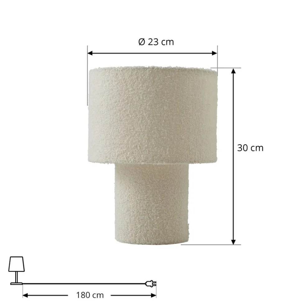 Lindby bordlampe Jone, hvid, tekstil, 30 cm