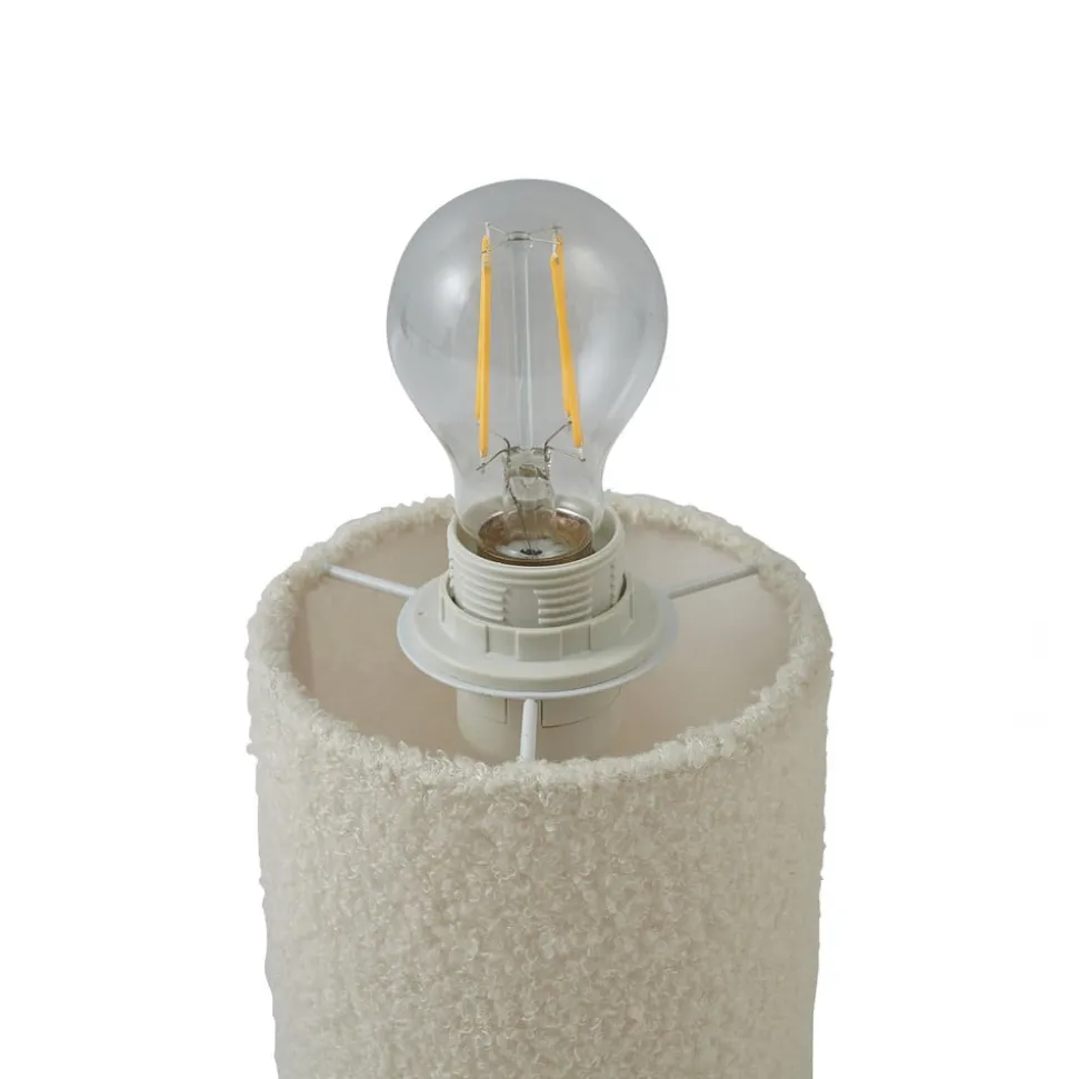 Lindby bordlampe Jone, hvid, tekstil, 30 cm