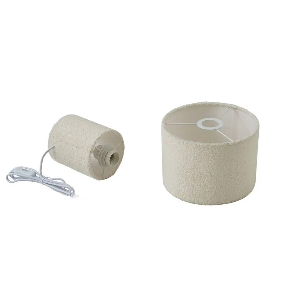 Lindby bordlampe Jone, hvid, tekstil, 30 cm