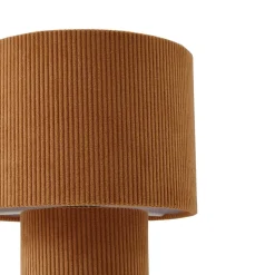 Lindby bordlampe Jone, lysebrun, tekstil, 30 cm høj, E27