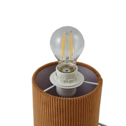 Lindby bordlampe Jone, lysebrun, tekstil, 30 cm høj, E27