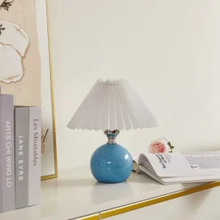 Lindby bordlampe Kerimi, keramik, blå