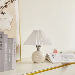 Lindby bordlampe Kerimi, keramik, cremefarvet