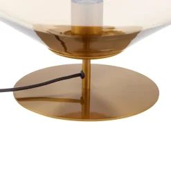 Lindby bordlampe Lelia, rav, glas, metal, Ø 35 cm