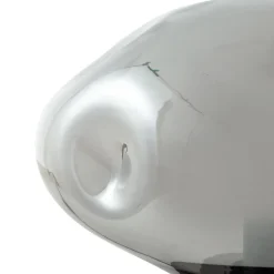 Lindby bordlampe Lelia, røggrå, glas, metal, Ø 35 cm