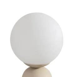 Lindby bordlampe Lennes, beige, glas, Ø 20 cm