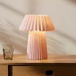 Lindby bordlampe Magali, pink, papir, Ø 34 cm, E14